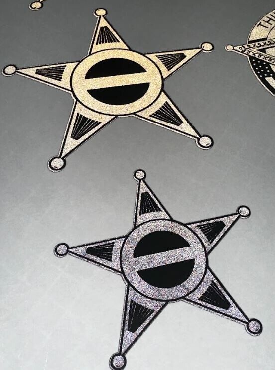Police Officer Decal - SHERIFF STAR BLACKOUT REFLECTIVE Set of 2 Decals 4" & 3"