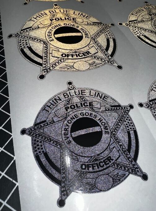 Police Officer Decal - POLICE OFFICER STAR BLACKOUT REFLECTIVE Set of Decals