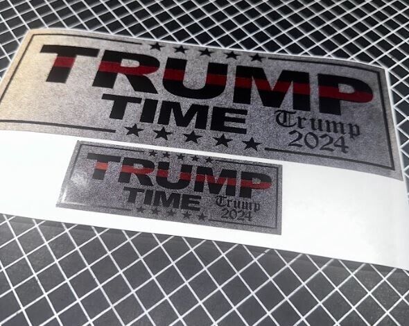 Trump 2024 Sticker - TRUMP TIME BLACKOUT REFLECTIVE RED LINE Set of 2