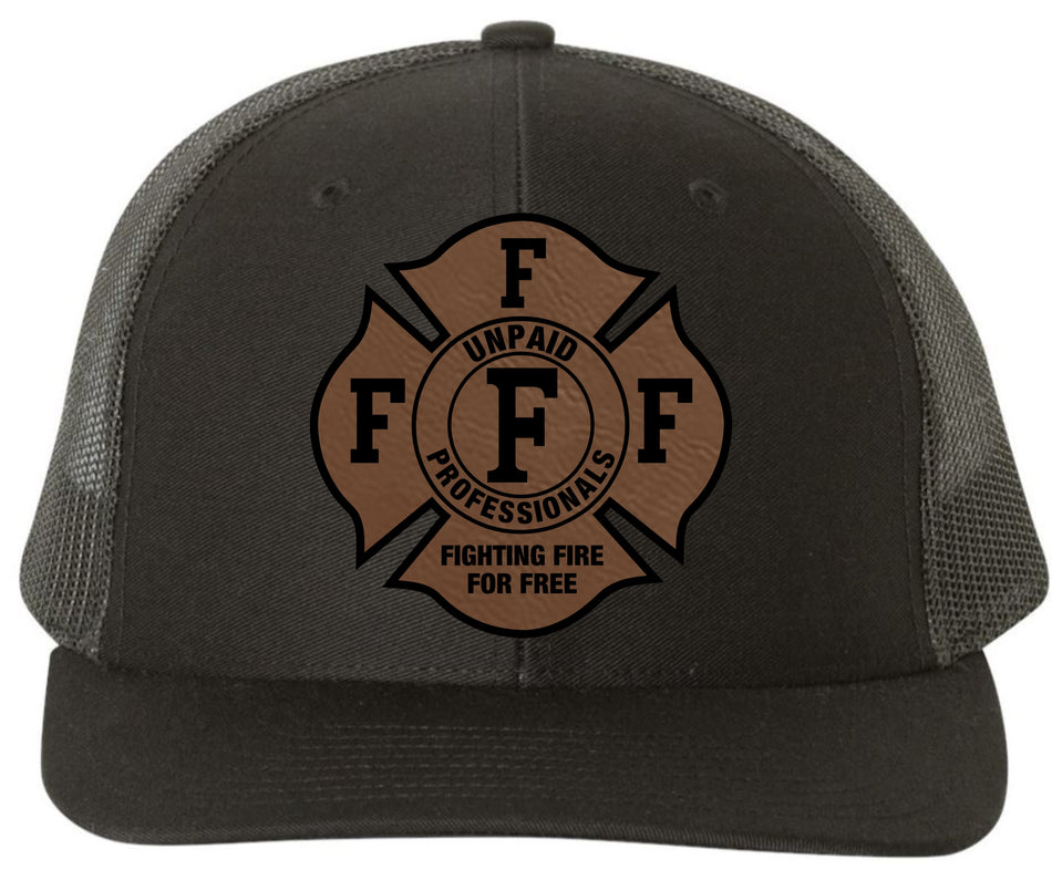 Fighting Fire for Free Maltese Leather Badge 112 Hat