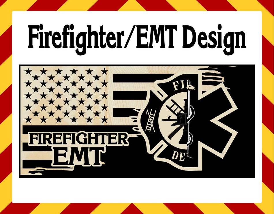 Wood Sign - Firefighter/EMT Engraved Sign 23" x11" Sign