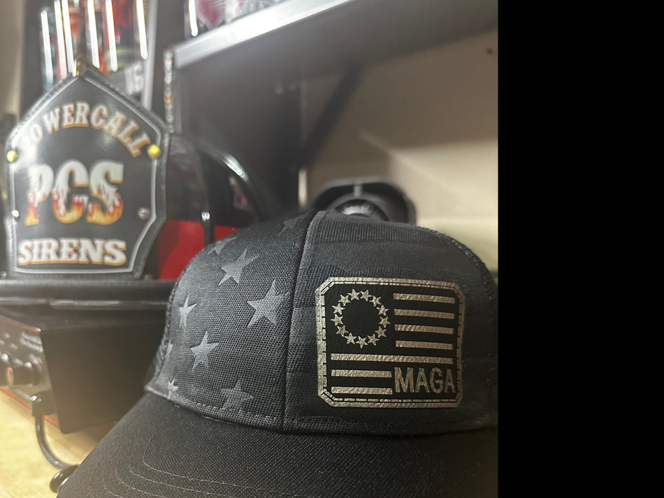 MAGA Side Badge USA Stars Adjustable Leather Badge Hat