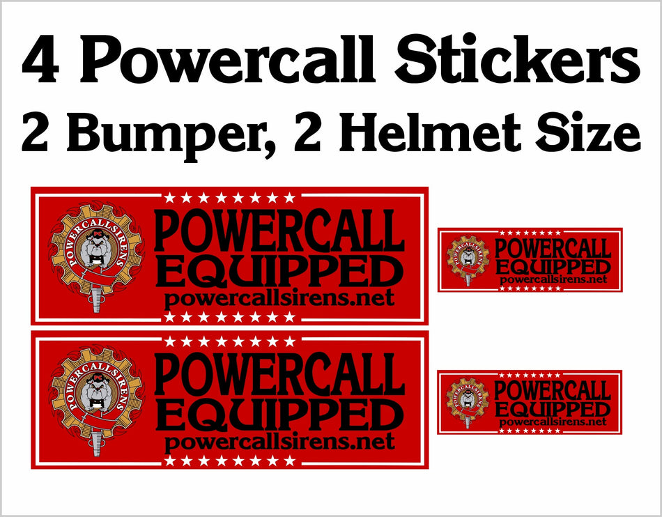 Powercall Equipped Bumper Sticker 4 pack