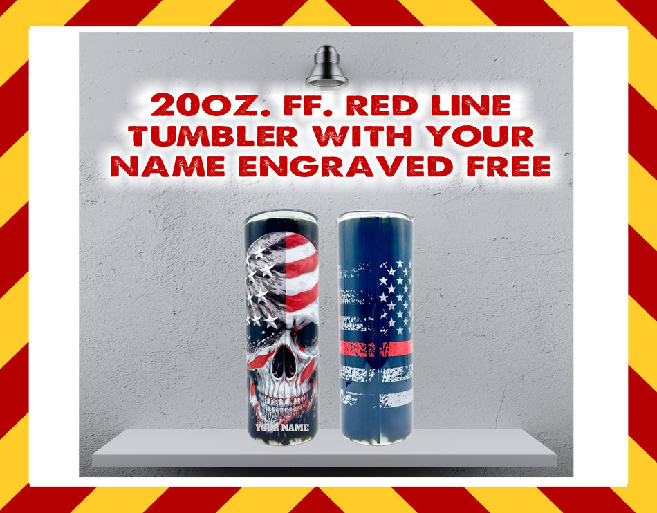 Stainless Steel Cup - Thin Red Line Firefighter Design Hot/Cold Cup