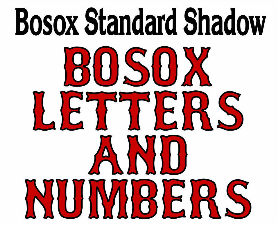 Bosox Font STANDARD SHADOW dual color letters & numbers