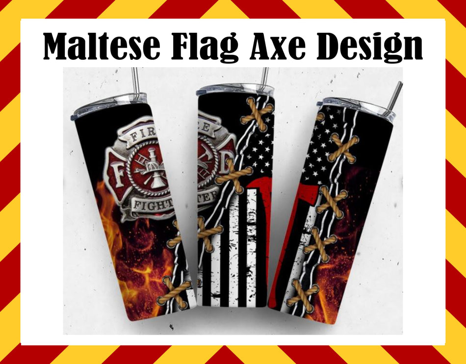 Drink Water Cup - Maltese Flag Firefighter Design