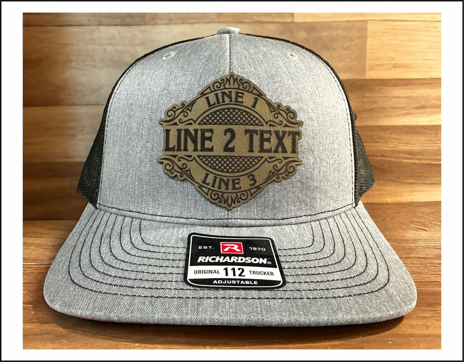 Mono Style Custom Text Leather Badge Richardson 112 Hat