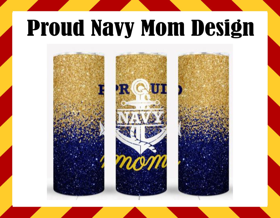 Stainless Steel Cup - Proud Navy Mom Design