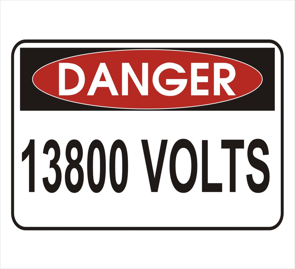 13800 Volts Danger Decal