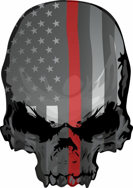 Thin Red Line Punisher Firefighter Decal - USA Theme - Various Sizes &