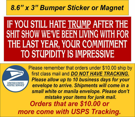 Commitment to Stupidity 8.6" x 3" Trump 2024 MAGA Bumper Sticker or Magnet - Powercall Sirens LLC