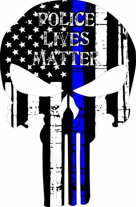 Police Lives Matter Blue Line Punisher decal - Powercall Sirens LLC