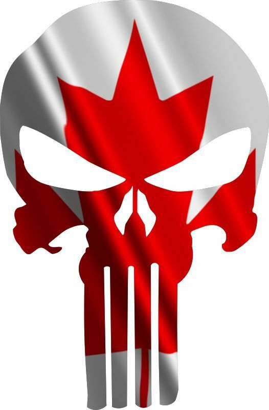 Punisher Skull Canadian Flag Window/Hardhat Decal