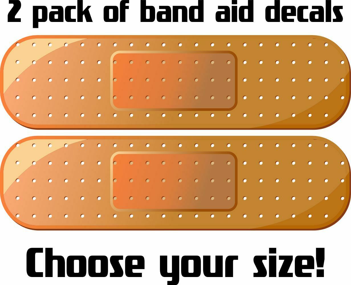 2x Band Aid Decal Stickers – Assorted Sizes – Glossy Vinyl – Cover Car Dents & Scratches