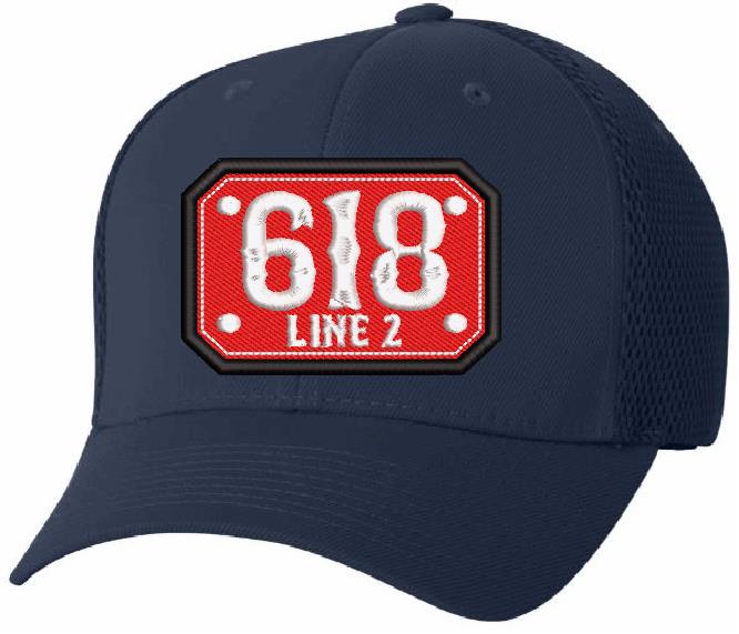 Embroidered Ball Cap - 6533 Mesh Back Long Badge Embroidered Hat