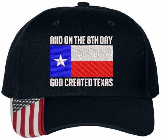 Texas Hat God Created Texas Embroidered Adj/Flex Fit Hat USA300 or Flex Fit