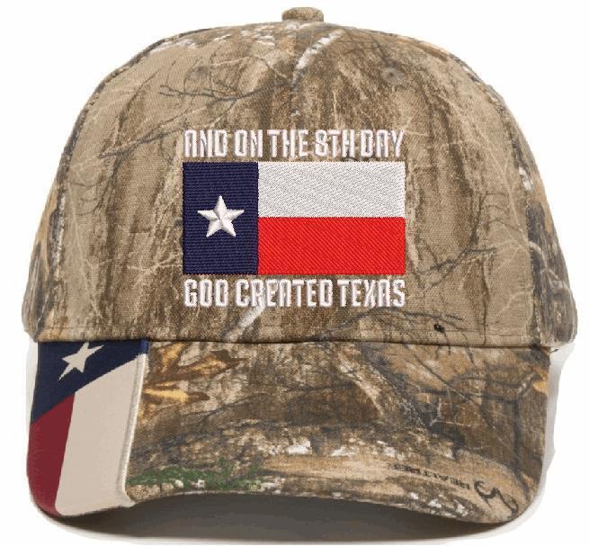 Stand with TEXAS God Created Texas Adjustable Embroidered Hat w/ Texas Flag Brim