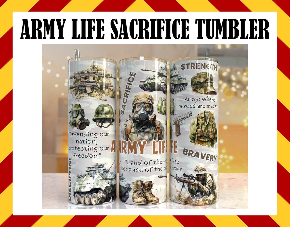 Stainless Steel Cup - ARMY LIFE SACRIFICE Design Hot/Cold Cup