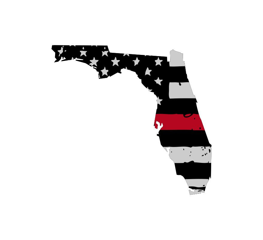 Florida Tattered Flag Red Line Decal