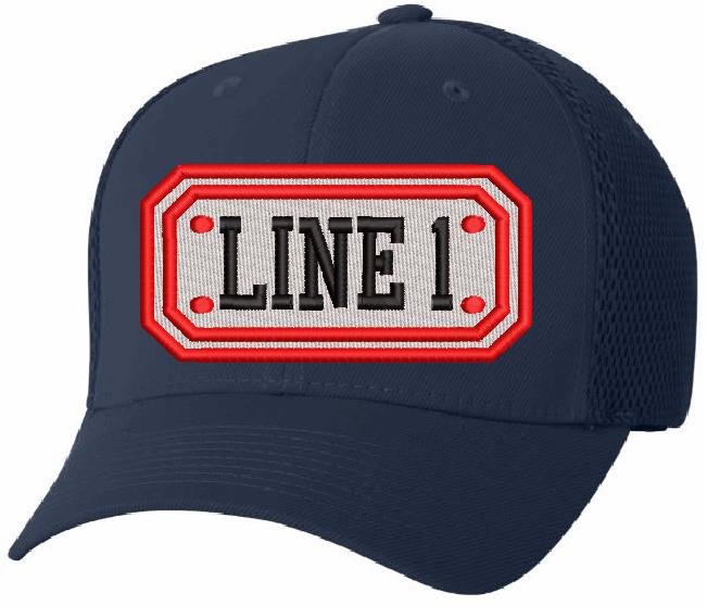 Embroidered Ball Cap - Long Badge Mesh Back Embroidered Flex Fit Hat