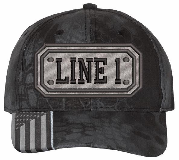 Embroidered Ball Cap - Camo or Typhoon Long Badge Embroidered Hat