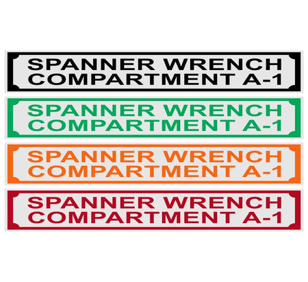 Long Style Equipment Labels in 6" x .85" Size - Powercall Sirens LLC