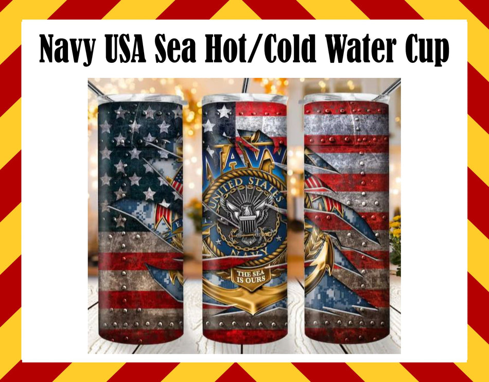 Stainless Steel Cup -  Navy USA Sea Design Hot/Cold Cup