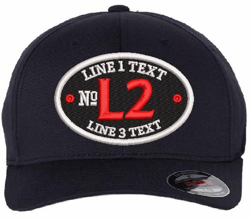 Embroidered Ball Cap - Oval Fire Design Embroidered Flex Fit Hat