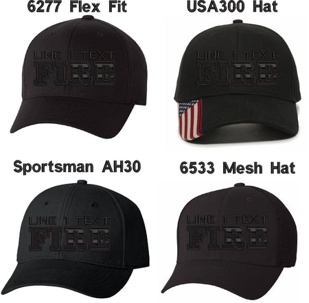 USA FIRE Style Blackout Embroidered Hat - Powercall Sirens LLC