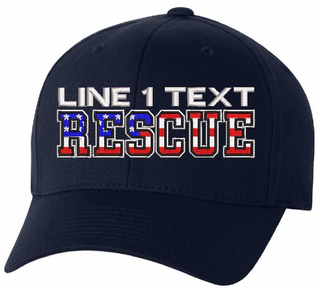 USA RESCUE Style Embroidered Flex Fit Hat - Powercall Sirens LLC