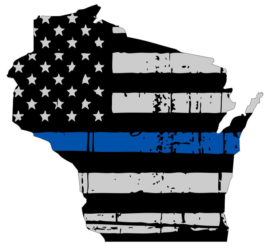 Wisconsin Tattered Blue Line Window Decal