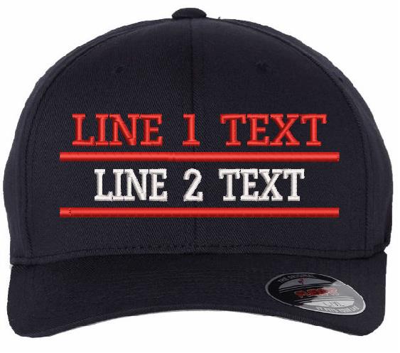 Embroidered Ball Cap - Dual Line Fire Style Custom Embroidered Flex Fit Hat