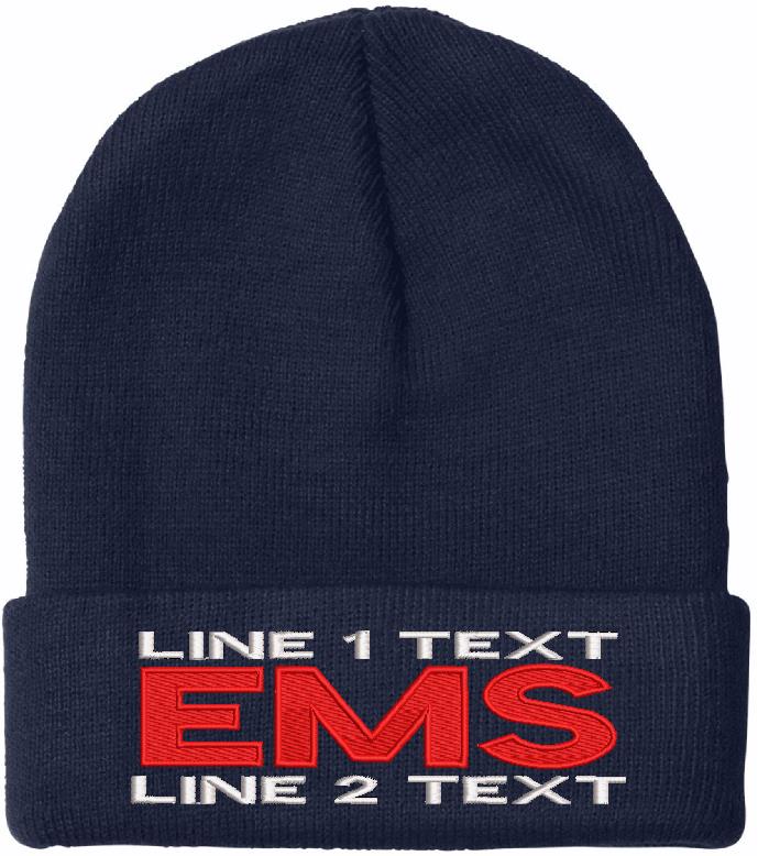 Winter Hat - Custom Embroidered 2 Line EMS STYLE Winter Hat