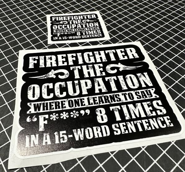 Window Sticker & Hard Hat Sticker -Firefighter the occupation set of decals