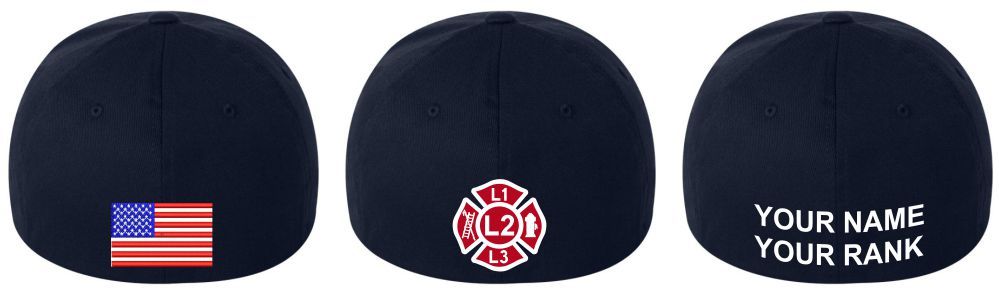 Red Line Flag Badge Embroidered Flex Fit Hat - Powercall Sirens LLC