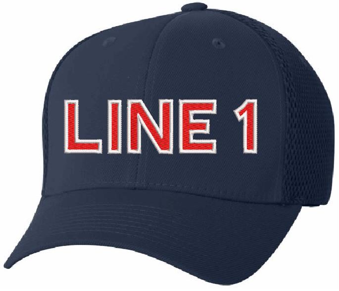 Embroidered Ball Cap - Line 1 Style Mesh Back Embroidered Flex Fit Hat