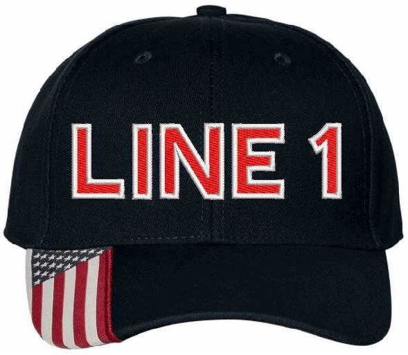 Embroidered Ball Cap - Line 1 Style USA300 Flag Brim Embroidered Hat