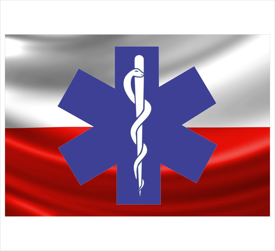 Polish Flag With EMS Star Decal - Powercall Sirens LLC