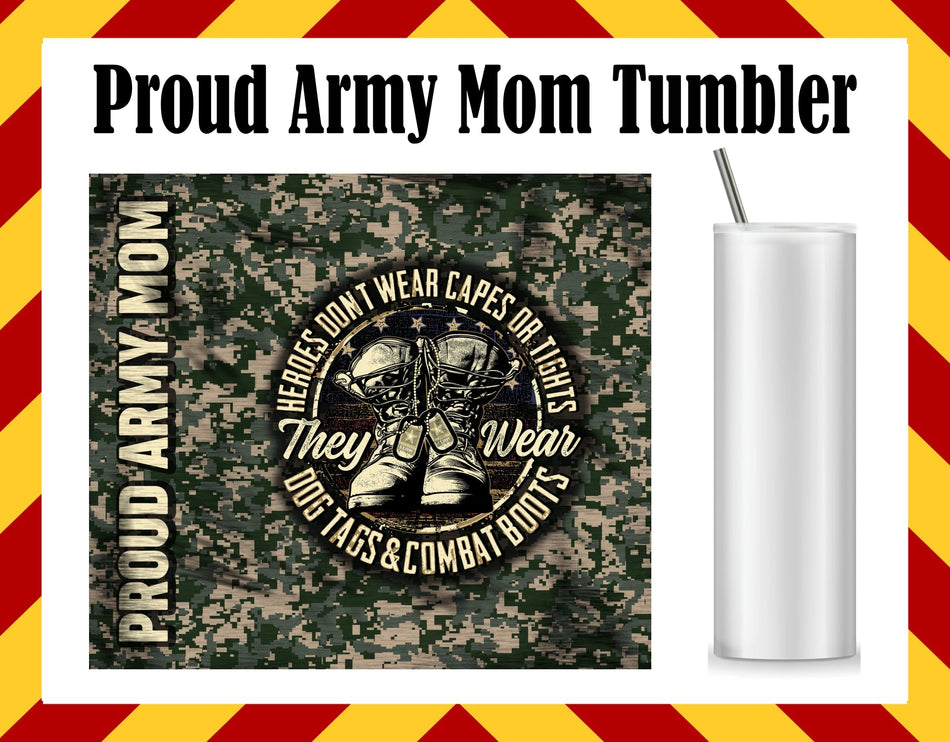 Stainless Steel Cup - Proud Army Mom Design Hot/Cold Cup