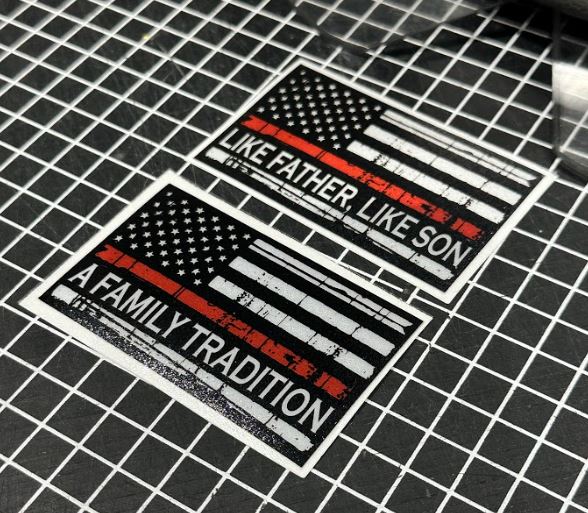 Window Sticker & Hard Hat Sticker -Family Tradition Father Set of Reflective decals