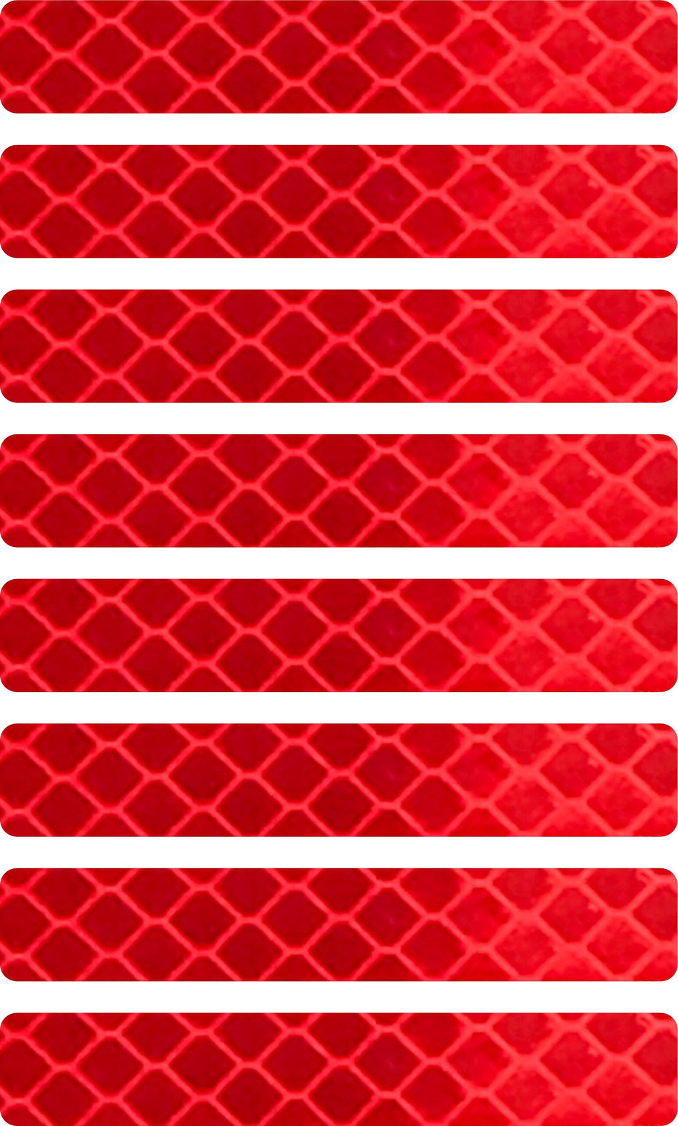 Set of 8 - 3M Red 6" x 1" Retro Prismatic Strip Decals