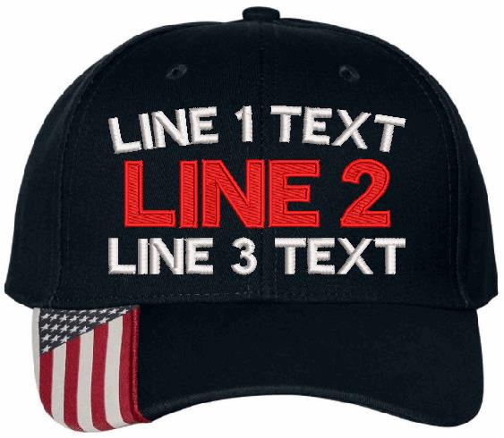 Embroidered Ball Cap - Type A USA300 Flag Brim Embroidered Hat