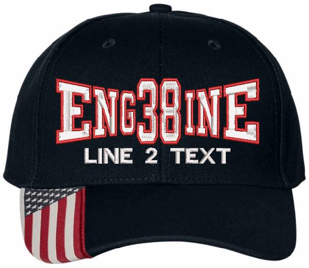 Embroidered Ball Cap - USA300 Flag Brim ENGINE 38 Style Embroidered Hat