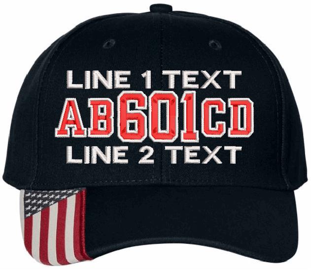 Embroidered Ball Cap - USA300 Flag Brim West1Side Style Embroidered Hat