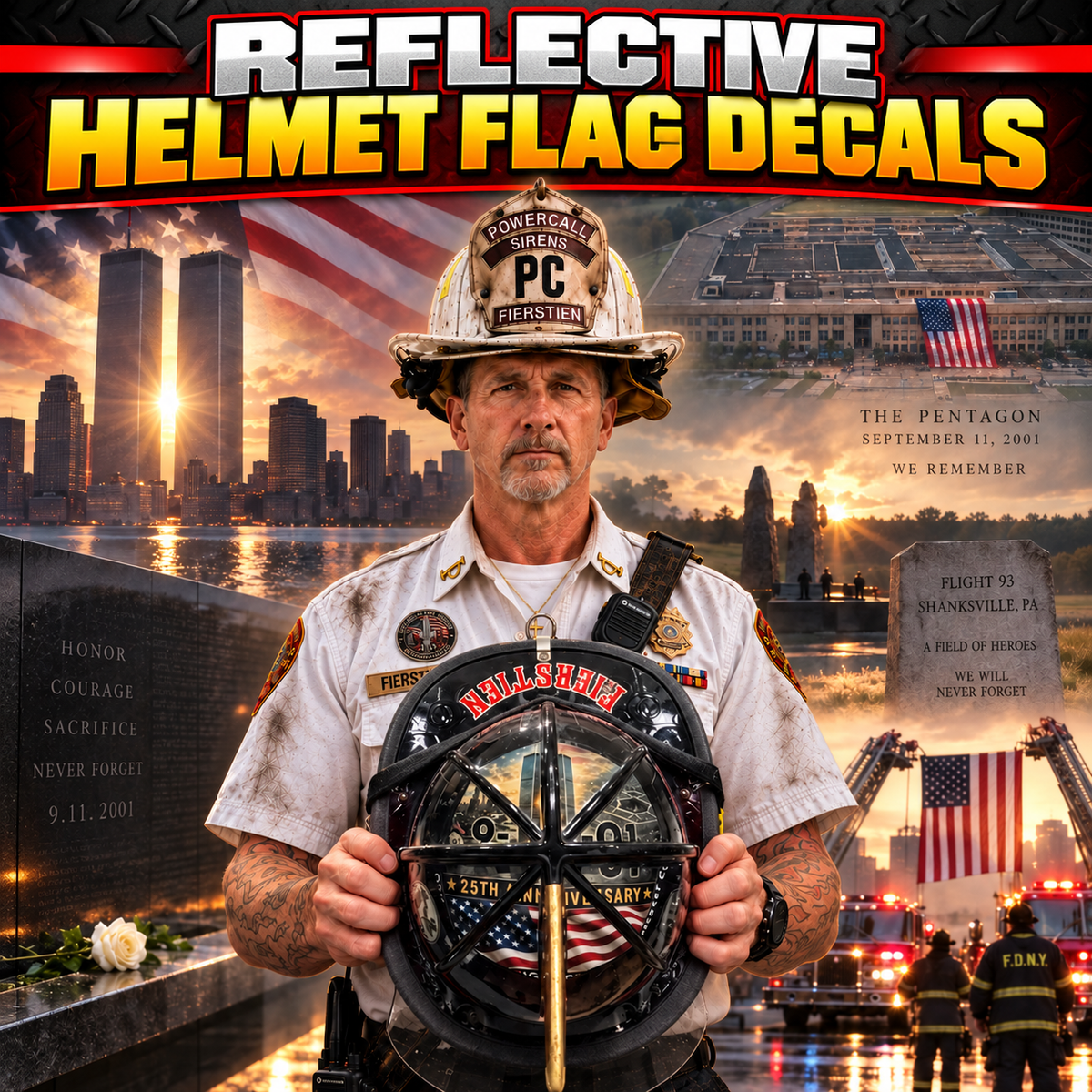 Helmet Flag Reflective Decals