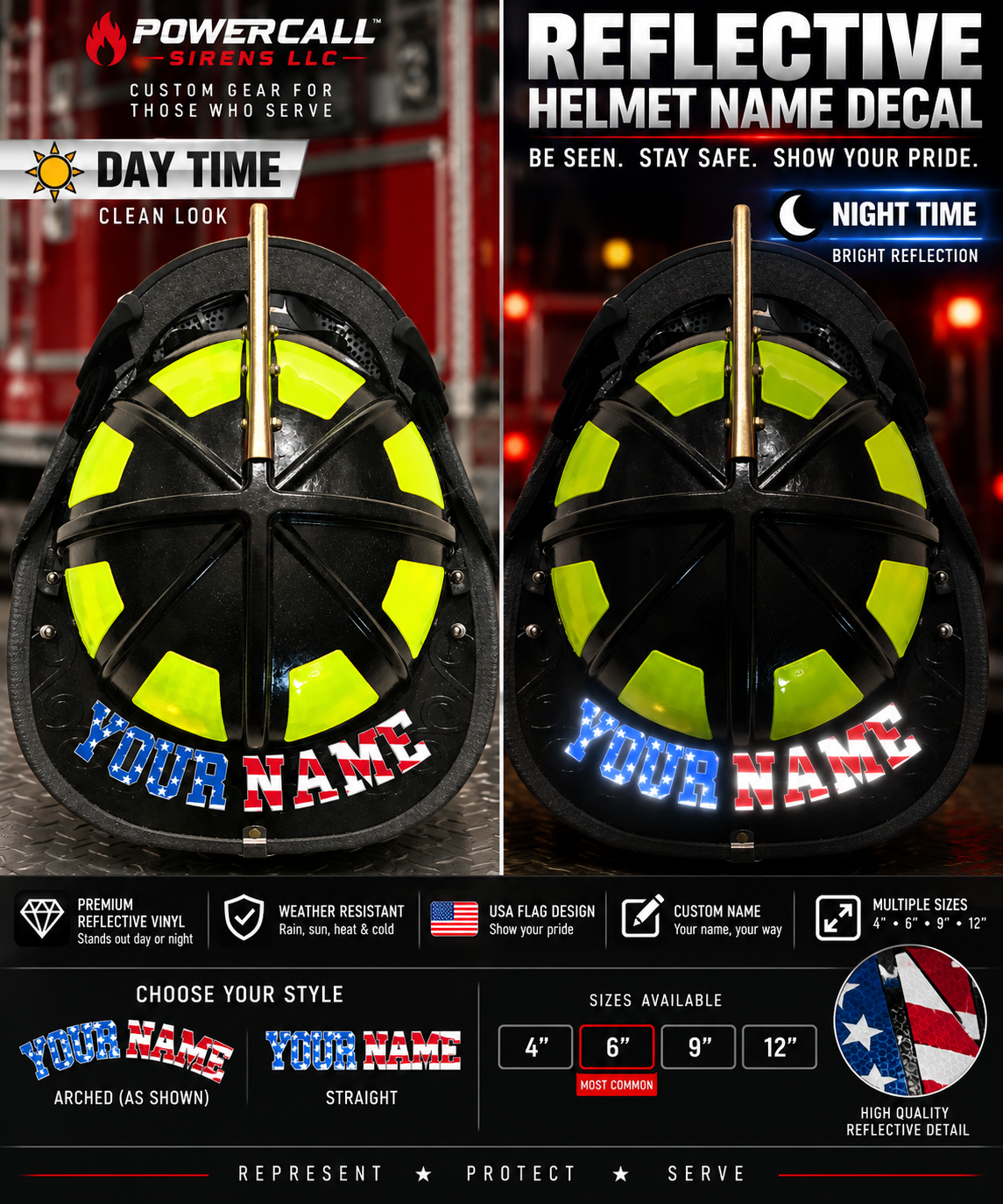Powercall Optimizer - USA Helmet Name Reflective