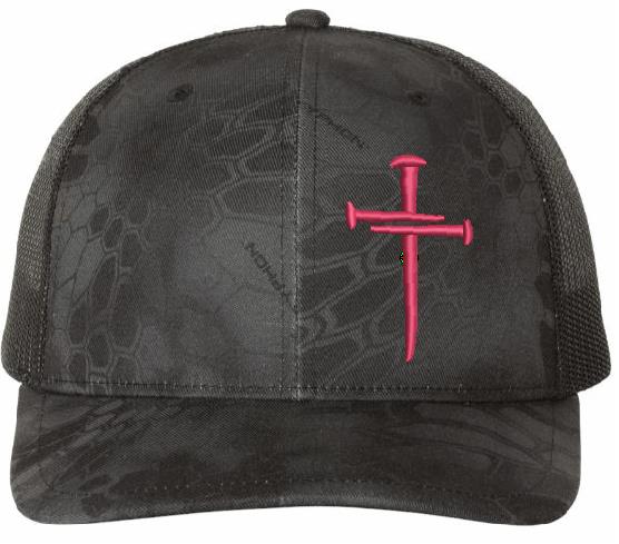 Christian Hats for Men Women Jesus 3 Nail Cross HOT PINK CROSS