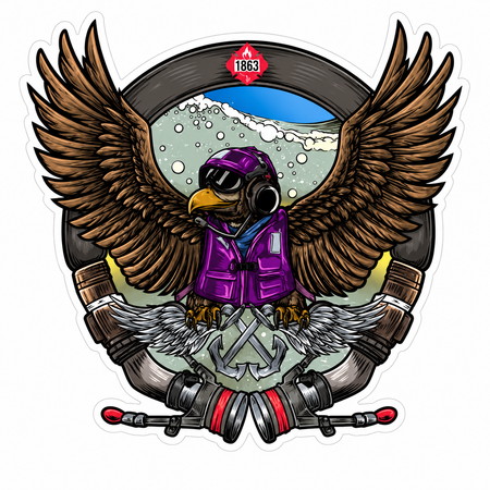 1853 Bird Purple and Hose Customer Decal or Magnet economy non-reflective decal