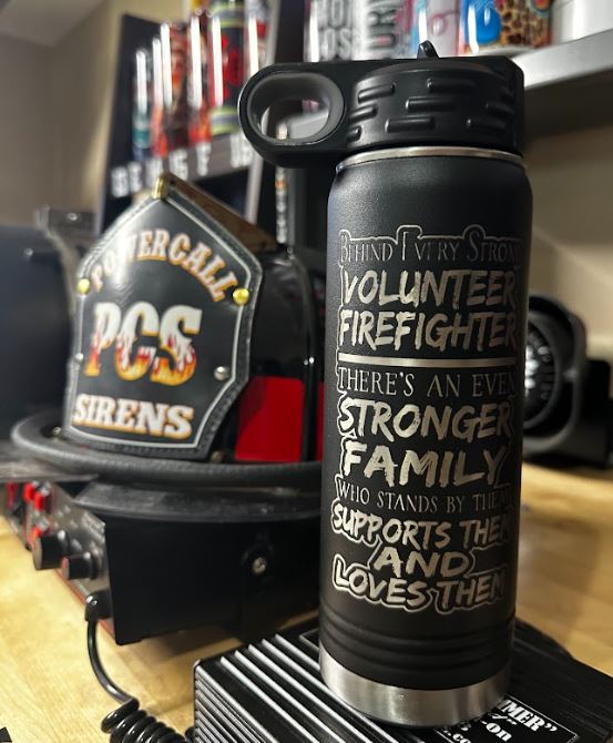 Black 20oz Stronger Family Firefighter Water Bottle Sale