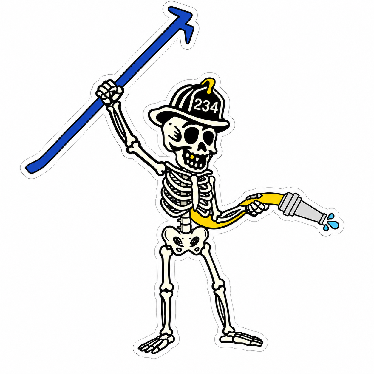 234 Skull with Hose and Bar Customer Window or Helmet Decal economy non-reflective decal